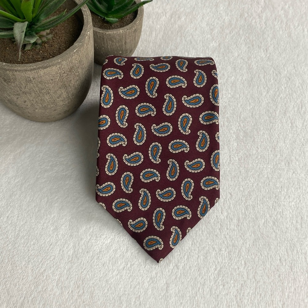 Christian Dior Monsieur Silk Neck Tie | Paisley Pattern | Burgundy/Multicolor
